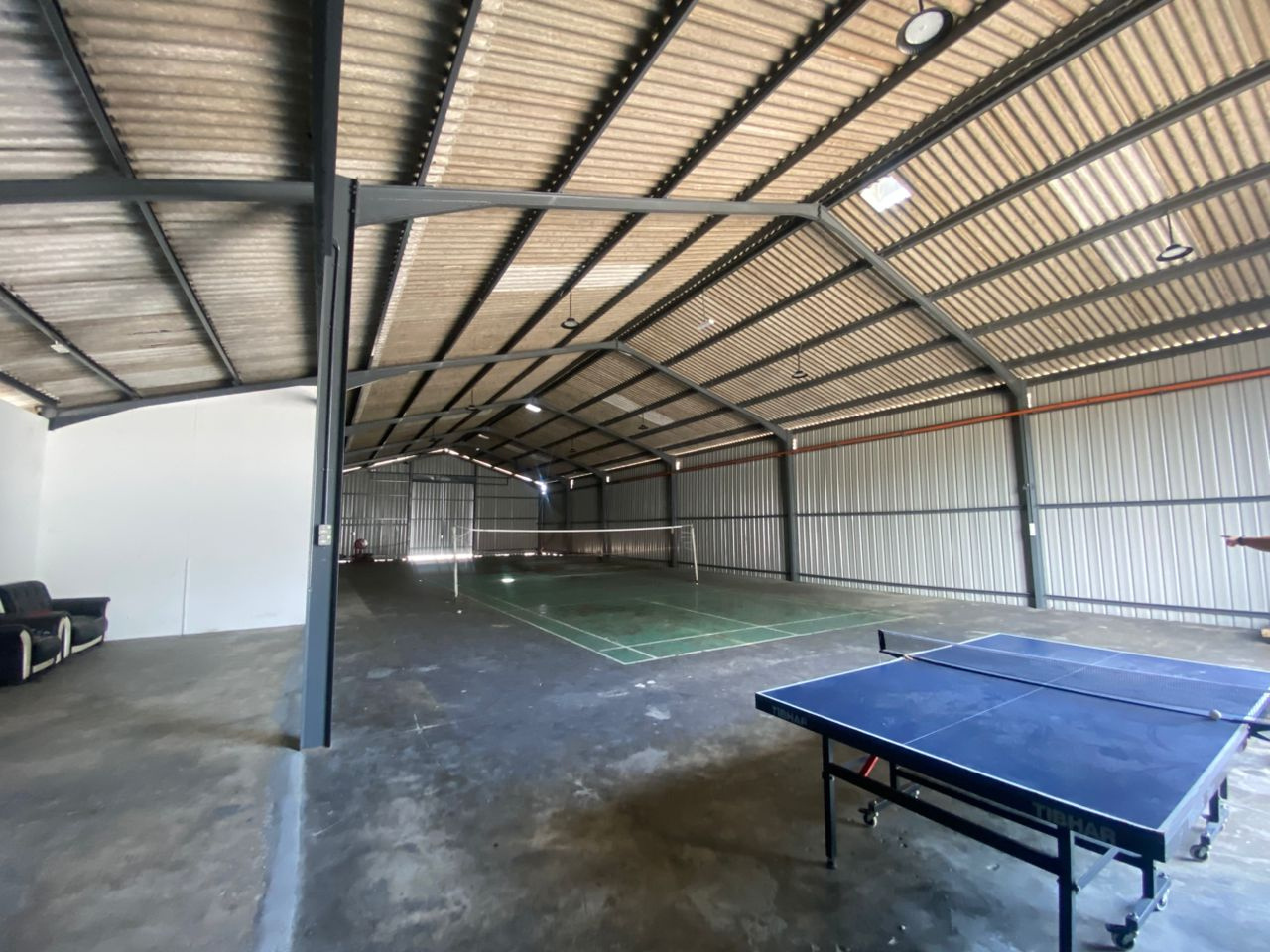 Completed steel structure interior — sports hall