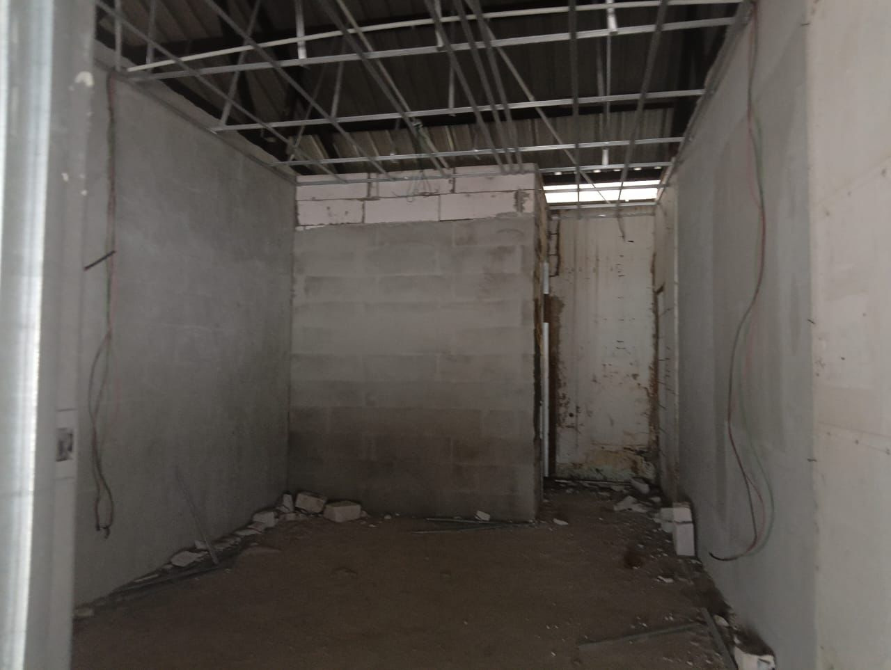During construction — steel ceiling frame